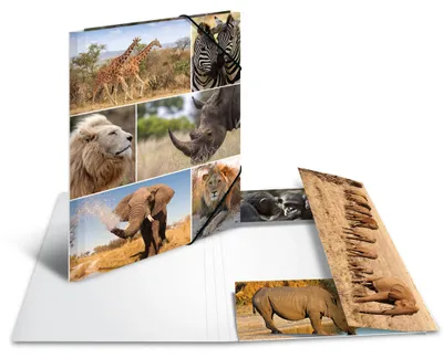 Produktbild von HERMA Eckspannermappe "Afrika Tiere" aus Karton DIN A4