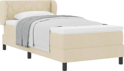 Produktbild von vidaXL Boxspringbett mit Kopfteil Creme 90 x 200 cm Stoff
