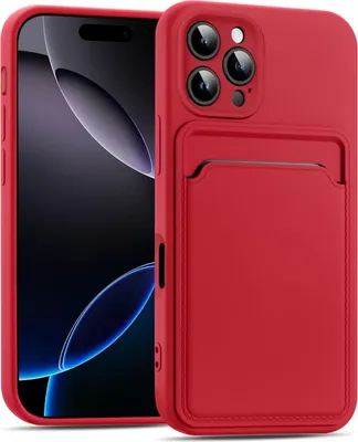 Immagine prodotto di Custodia per iPhone 16 Pro Custodia protettiva in silicone con slot per schede Slim Cover, rosso
