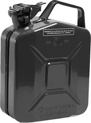 Produktbild von Oxid7® Benzinkanister Kraftstoffkanister Metall 5 L Schwarz mit UN-Zulassung inkl. Ausgießer Bauart für Benzin Diesel Kraftstoff Kanister