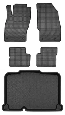 Produktbild von Gummimatten + Kofferraumwanne für Opel Corsa D 2006-2014 (unterer Ladeboden) – Schwarz, passgenau – Wielganizator SolidPRO
