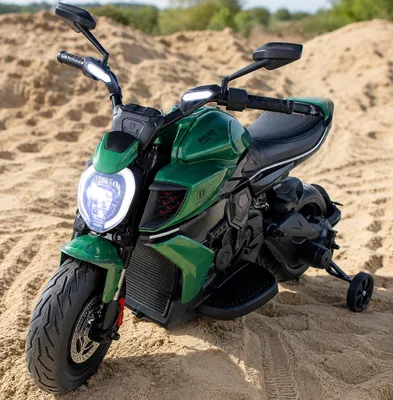 Produktbild von Playhouse Motorrad Lizenz Ducati Diavel, 2 kraftvollen Motoren - 90W, 12V-9ah Akku, Stoßdämpfer, Eva Räder, Kinderfahrzeug, Elektro Motorrad (Grün)