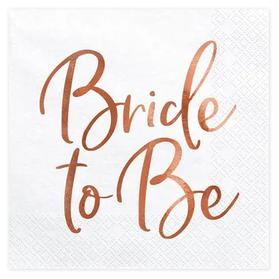 Produktbild von Bride to Be-Servietten, Roségold, 33 x 33 cm (1 Karton / 12 Packungen) (1 Packung / 20 Stück)
