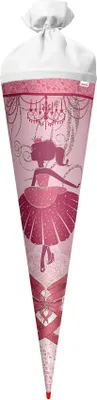Produktbild von ROTH Schultüte groß Ballerina 70 cm Glitter rund Rot(h)-Spitze Filzverschluss Zuckertüte Schulanfang