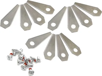 Produktbild von Trade-Shop 12x Ersatzmesser / Klingen inkl. Befestigungsschrauben kompatibel mit Bosch Indego 350, Indego S+ 350, Indego 350 Connect / Edelstahl