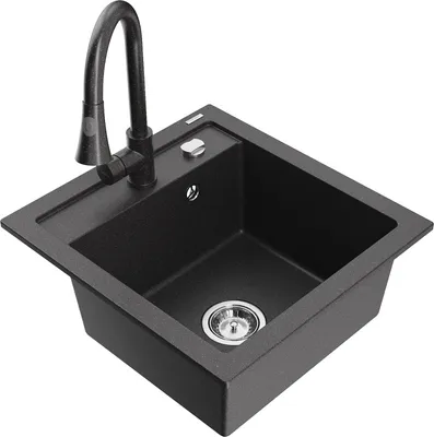 Produktbild von Mexen Vito 1-Becken-Granit-Spüle mit Mischbatterie Elia, Schwarz gesprenkelt - 6503-76-670101-76