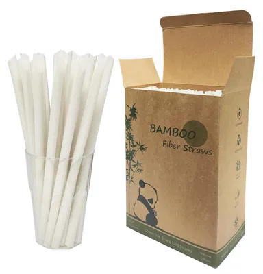 Produktbild von Bambusfaser Strohhalme Jumbo 180 Stück 230mm x 10mm für Bubble Tea & Smoothies