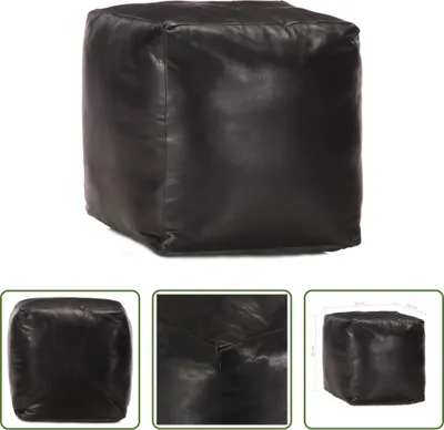 Immagine prodotto di The Living Store Pouf nero 40 x 40 x 40 cm Vera pelle di capra