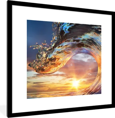 Produktbild von MuchoWow® MuchoWow® Gerahmtes Poster Sonne - Meer - Farben 40x40 cm - Poster mit zchwarzem Bilderrahmen - Poster - Plakat im Rahmen