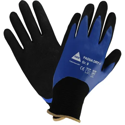 Produktbild von Hase Padua Dry + Montagehandschuhe schwarz/blau Gr. 9