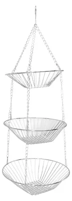Image de Panier suspendu à 3 étages pour la cuisine : panier de rangement en fil de fer pour fruits, légumes et fleurs, à suspendre, pour l'intérieur et l'extérieur