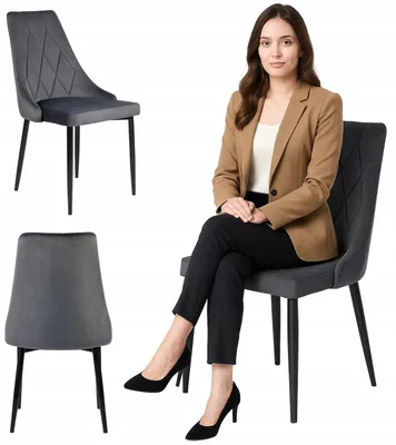 Produktbild von Ekspand | Glamour Stuhl LR-08 - Velours Grau - Gepolstert - Elegantes Design - Hochwertiger Bezug