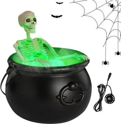 Productafbeelding van Heksenketel Decoratie - Feestaccessoire - Halloweenversiering - Met LED-verlichting - 20.5 cm - Zwart