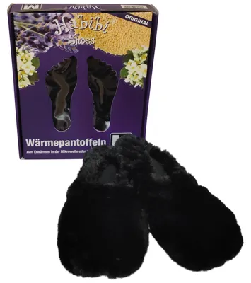 Produktbild von Habibi Wärmeschuhe aufheizbare Thermo Hausschuhe Fußwärmer für Mikrowelle & Ofen - schwarz, Schuhgröße M (EUR 37-40)