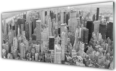 Imagen del producto de Panel protector de vidrio para cocina, 125x50 cm, con diseño de ciudad y edificios
