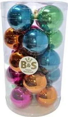 Produktbild von B&S Weihnachtskugeln | Buntmix | 20 Stück | 10xMatt | 10xGlanz | Ø 6 cm | Glas