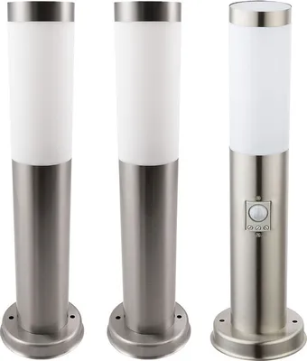 Produktbild von 3er Set Wegelampe, Edelstahl, Bewegungsmelder, H 45 cm