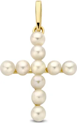 Produktbild von New Bling - 9NBG-0942 - 14K geelgouden hanger – kruisvorm – met parels