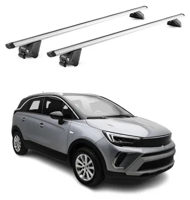 Obrázok produktu pre Strešný nosič pre Opel Crossland Grandland X 2017-2025 100 kg hliník strieborný 2x ABE, Obrázok generovaný UI