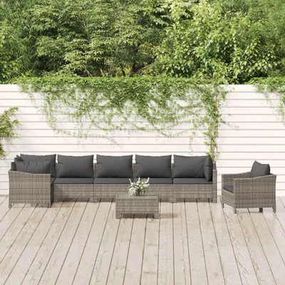 Obrázok produktu pre vidaXL 8-dielna záhradná obývacia súprava s vankúšmi Grey Poly Rattan