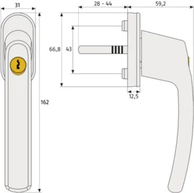 Produktbild von ABUS Fenstergriff abschließbar FG200 AB208 mit verstellbarem Vierkantstift Braun