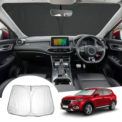 Image de Pare-soleil pour pare-brise, compatible avec les modèles MG HS Hybrid Trophy EHS PHEV Luxury de 2018 à 2027. Protection contre le soleil à l'intérieur, pare-brise, protection UV, effet rafraîchissant