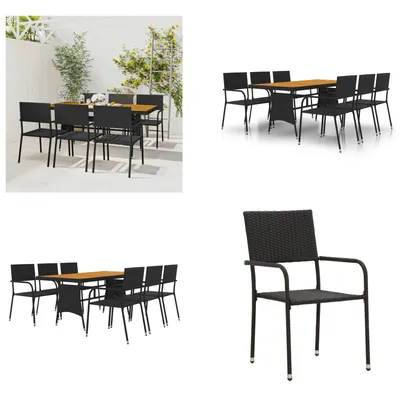 Produktbild von vidaXL 7 tlg. Garten Essgruppe Poly Rattan Schwarz - Garten Essgruppe - Garten Essgruppen - Essgruppe Terrasse - Outdoor Essgruppe