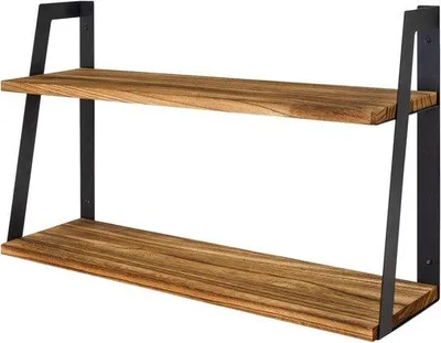 Produktbild von Famanu Wandregal aus natürlichem Holz - 2 Etagen, robust und umweltfreundlich