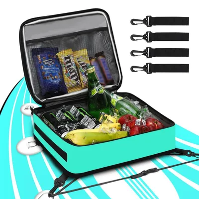 Immagine prodotto di Borsa termica per tavola da paddleboard, impermeabile, isolata, capacità per 10 lattine, borsa accessori, colore verde, dimensioni 38x28x11 cm