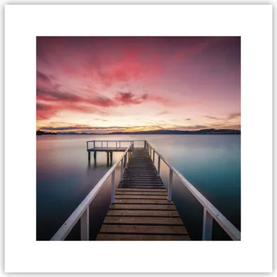 Produktbild von Poster - Poster ohne Rahmen - Brücke Rosa Himmel - 30x30 cm - Wand Bild - Wanddeko - Wandbilder - Kunstposter - Wandposter - Bilder - Kunstdruck - Wanddekoration - Wandbild - P2XAC30x30-4795