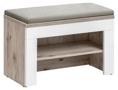 Image de Meuble banc à chaussures avec coussin "Gustavo" - Beige - L 60 x H 48 x P 35 cm