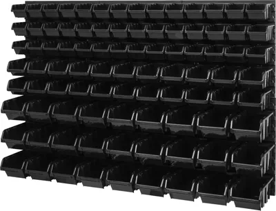 Produktbild von Stapelboxen Wandregal Box Sichtlagerkästen Schüttenregal Lagersystem 91 Boxen
