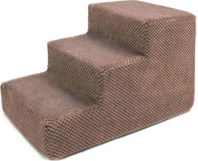 Image de Escalier pour chiens Escalier pour chats Escalier pour animaux de compagnie Aide à l'escalade Couverture en peluche 3 marches Marron