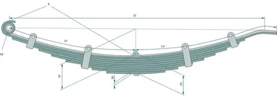 Obrázek produktu pro Listová pružina přívěsu 750 mm, nosnost 3100 kg pro přívěsy nebo návěsy