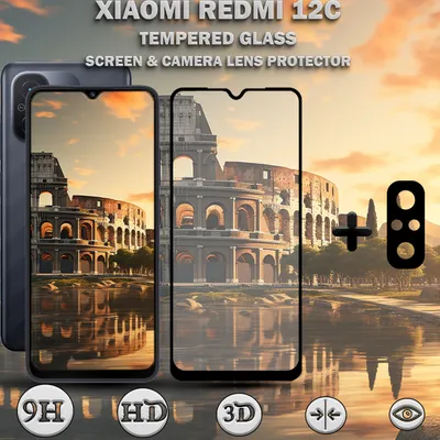 Produktbild von XIAOMI REDMI 12C Displayschutzfolie und Objektivschutz aus 9H gehärtetem Glas