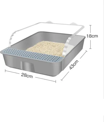 Produktbild von Katzentoilette, komplett halbgeschlossene Katzentoilette, geruchs- und sanddichte Katzentoilette, Katzenbedarf (klein grau)