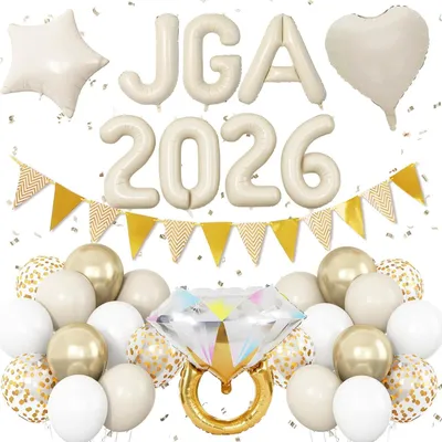 JGA Deko-Set 31-teilig, Creme-Weiß, Ballons & Girlande
