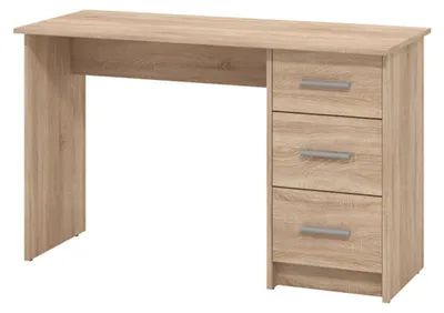 Produktbild von Dmora Schreibtisch Rifiano 121x50x75h cm Braun Eiche, ein Regal, 3 Schubladen