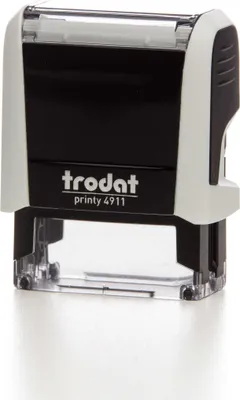 Produktbild von trodat Textstempelautomat Printy 4911, 4-zeilig, Gehäuse weiss, Stempelkissen schwarz, e Stempelplatte mit Ihrem Wunschtext