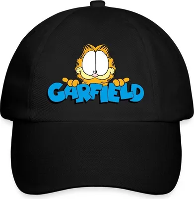 Produktbild von Spreadshirt Garfield Gesicht Logo Baseballkappe, One size, Schwarz/Schwarz