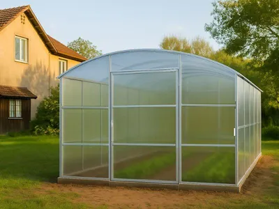 Produktbild von Garten Dream Polycarbonat Gewächshauser "Avalon" 3x8m aus Stahl, mit 10mm Polycarbonat