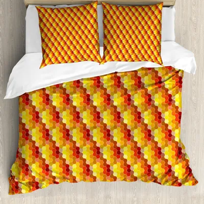 Produktbild von ABAKUHAUS Abstrakt Bettbezug Set, Kreative Zeitgenössische Kunst Illustration mit geometrischem Motiv in der warmen Farben Bild, 155 x 220 cm + 80 x 80 cm, Mehrfarbig