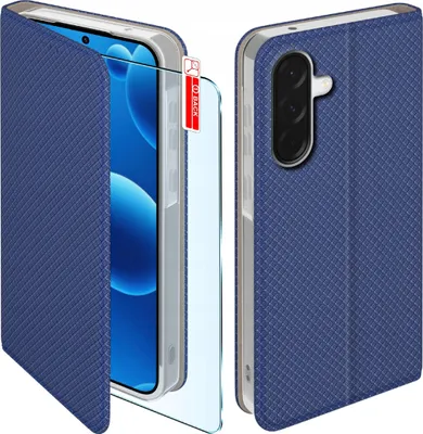 Zdjęcie produktu dla Etui z klapką do Samsung A56 5G Zamykane Granatowe Futerał + Szkło