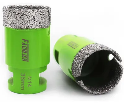 Productafbeelding van Diamantboorkoppen, 2 stuks, 35 mm, vacuüm gesoldeerd, M14 schroefdraad, geschikt voor nat- en droogboormethoden