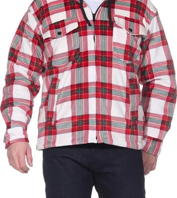 Immagine prodotto di Giacca termica da boscaiolo da uomo foderata in felpa a scacchi, bianco/rosso/XL