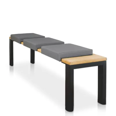 Produktbild von Lycce Bankauflage Kunstleder Klemmkissen 1 Leiste, extra weiche Polsterung (6cm Höhe), Sitzkissen Bank rutschfest, 100.000 Scheuertouren, Banktiefe ab 35 cm, Farbe:grau