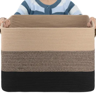 Immagine prodotto di Omgoods - Cesto per la biancheria in cotone, realizzato a mano - 55 x 43 x 30,5 cm