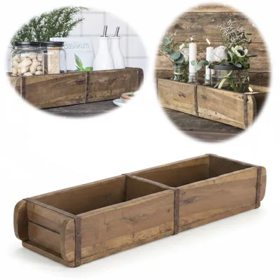 Produktbild von LS-LebenStil Holz Ziegelform Unika 57x15cm Braun ECHTE ALTE Backsteinform Cutlery Deko Aufbewahrungskiste Aufbewahrungsbox Pflanzkübel Besteckasten