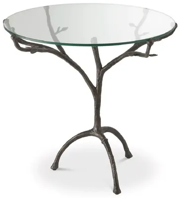 Immagine prodotto di Casa Padrino tavolino color bronzo Ø 79,5 x H. 75 cm - Tavolino rotondo a treppiede in ottone con piano in vetro - Mobili Soggiorno - Mobili