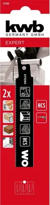 Zdjęcie produktu dla kwb 571090, Brzeszczot do piły poprzecznej, Metal, Płyta gipsowa, Drewno, Stal wysokowęglowa (HCS), Czarny, 15,3 cm, 2 szt.